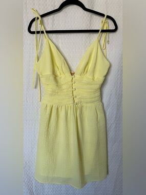 Skylar Rose Yellow Textured Mini Dress Tie Strap Size Small